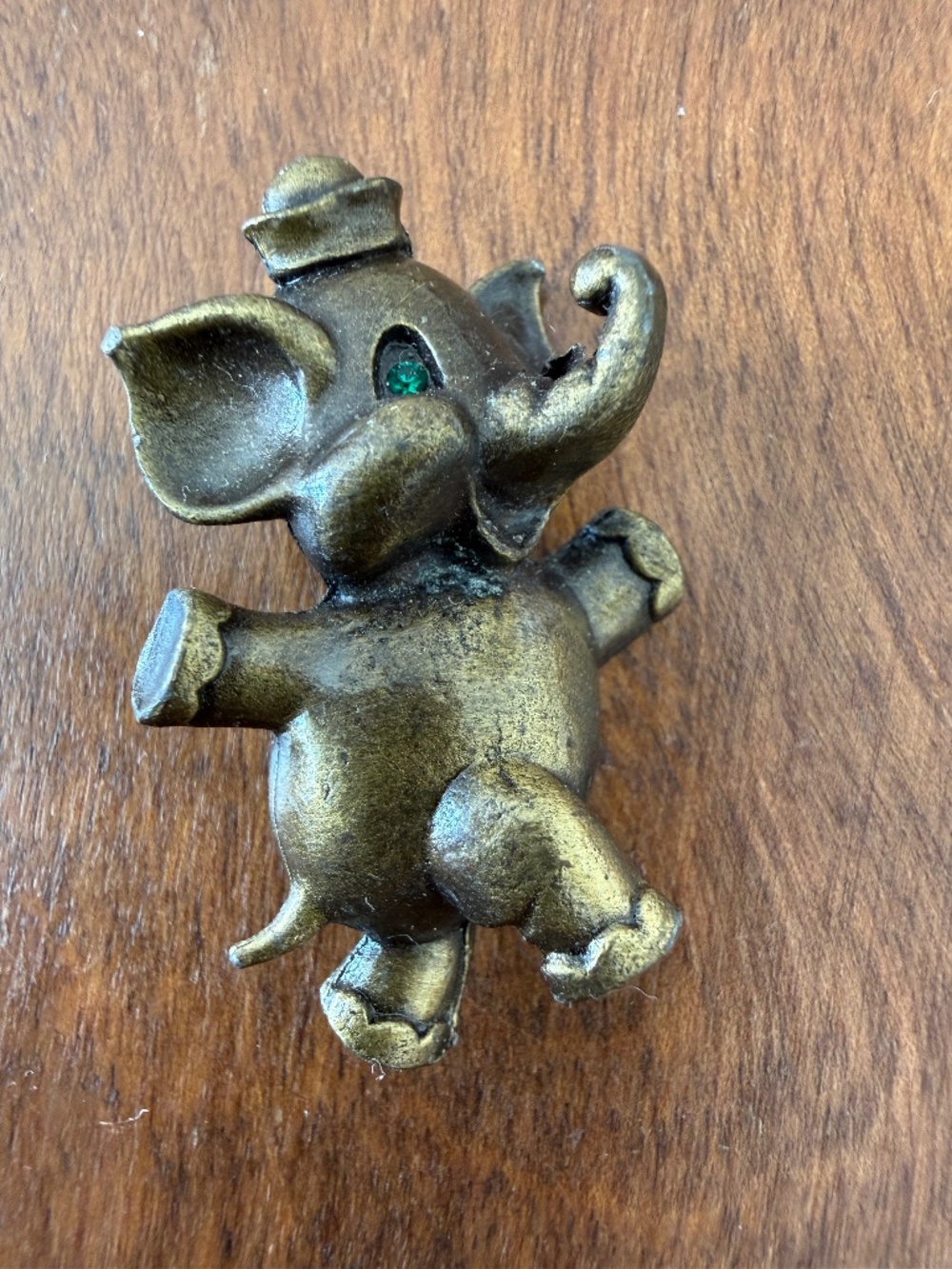 Vintage JJ Jonette Dancing Elephant Brooch with Jeweled Eyes